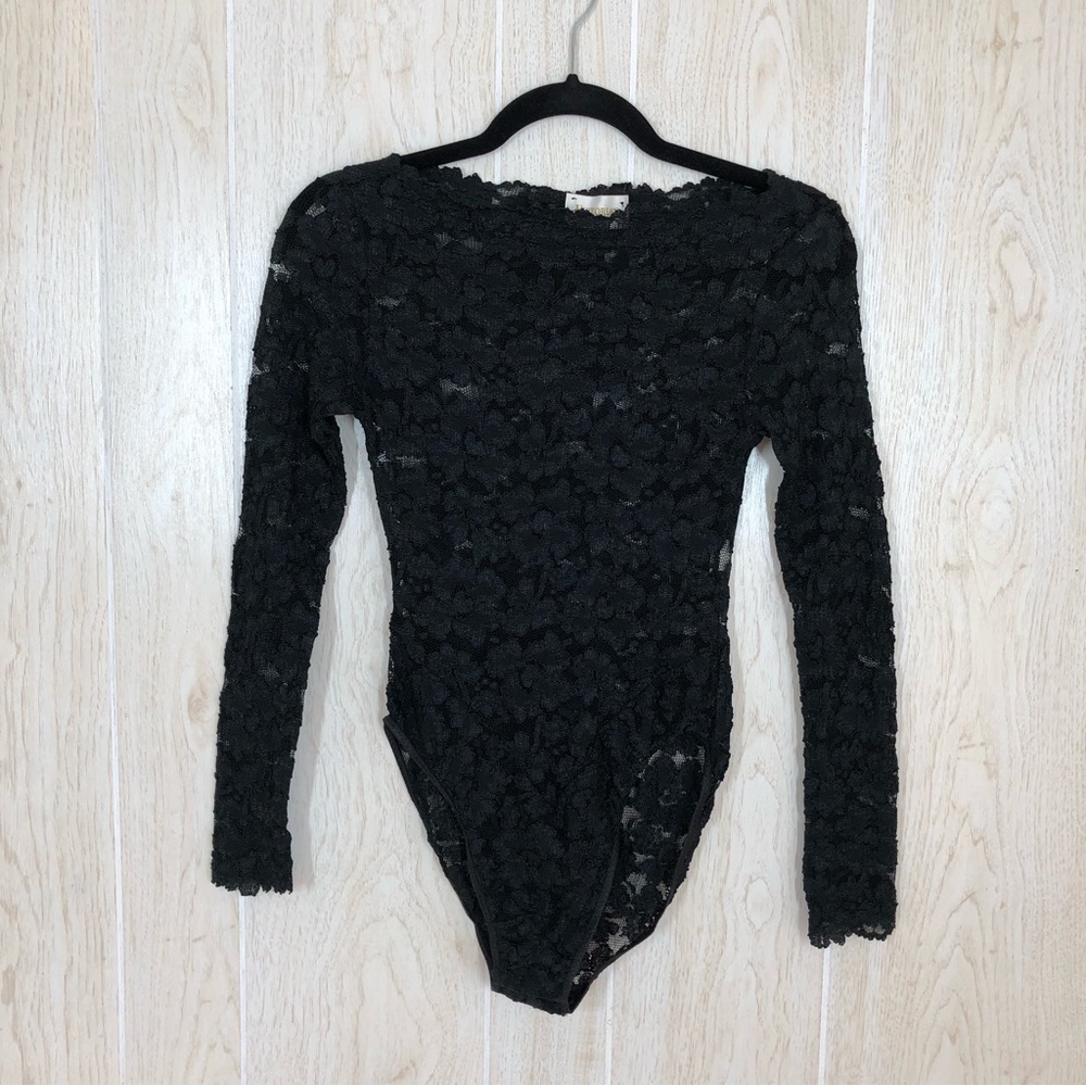 Vtg Victoria's Secret Black Lace Bodysuit